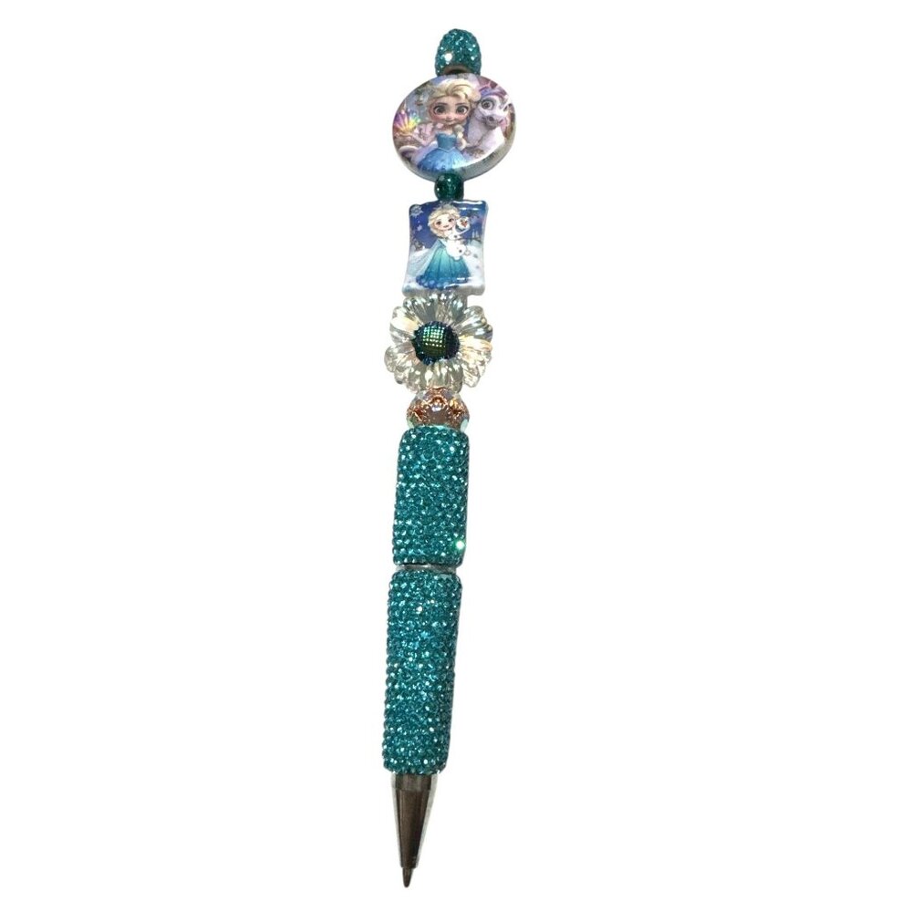 Frozen Princess Teal Rhinestone Decorative Writing Pen - Picture 2 of 5